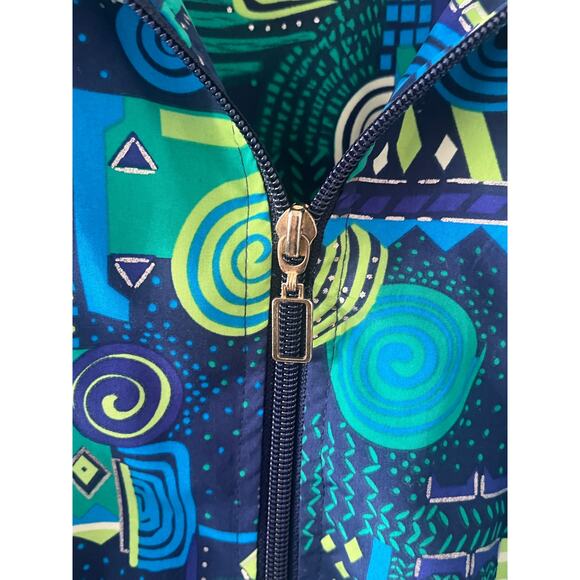 Women's Vintage Koret Sprot Geometric Shoulder Pad Windbreaker Coat Jacket Sz L - Picture 5 of 5